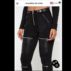 Suede Moto Biker Pants